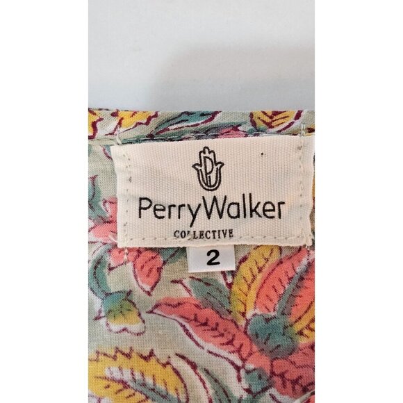 Perry Walker Collective Jenny Mini Dress Size 6 size 8 Boho Floral Green Pink - Picture 6 of 12